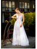 White Lace Tulle Corset Back Fairy Wedding Dress